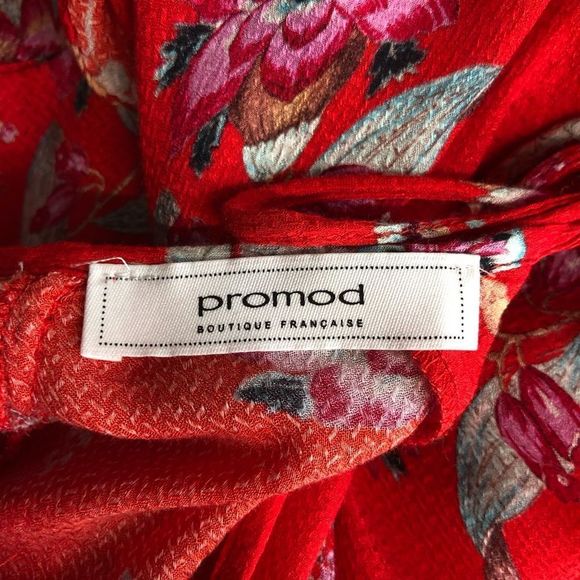 Promod Red Floral Ruffle Button Back Maxi Dress - Picture 10 of 15
